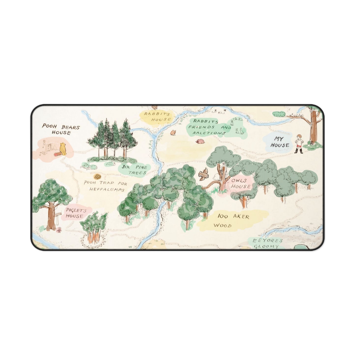 The 100 Aker Wood Map Computer Desk Mat