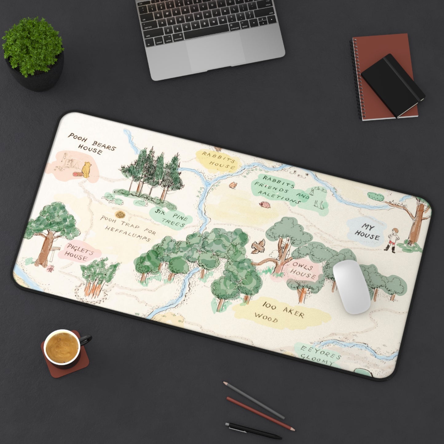 The 100 Aker Wood Map Computer Desk Mat