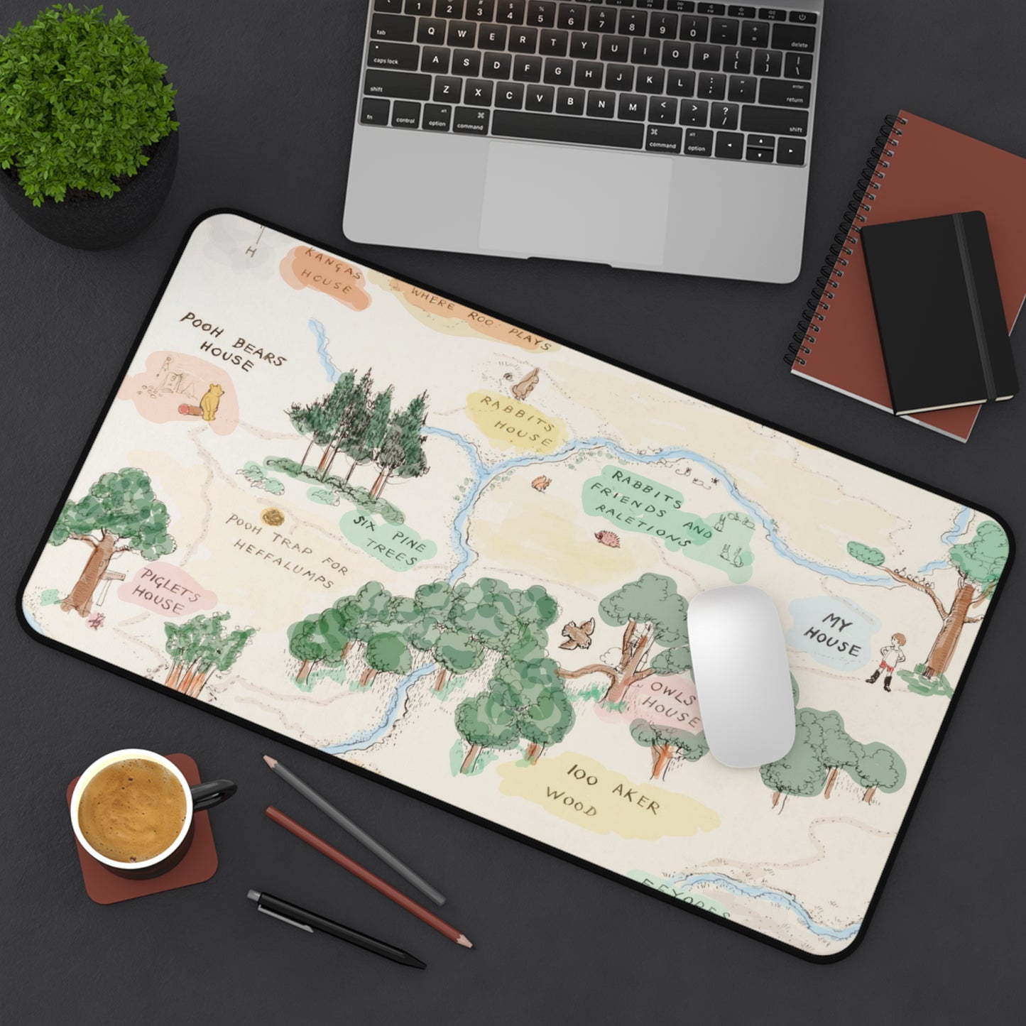 The 100 Aker Wood Map Computer Desk Mat