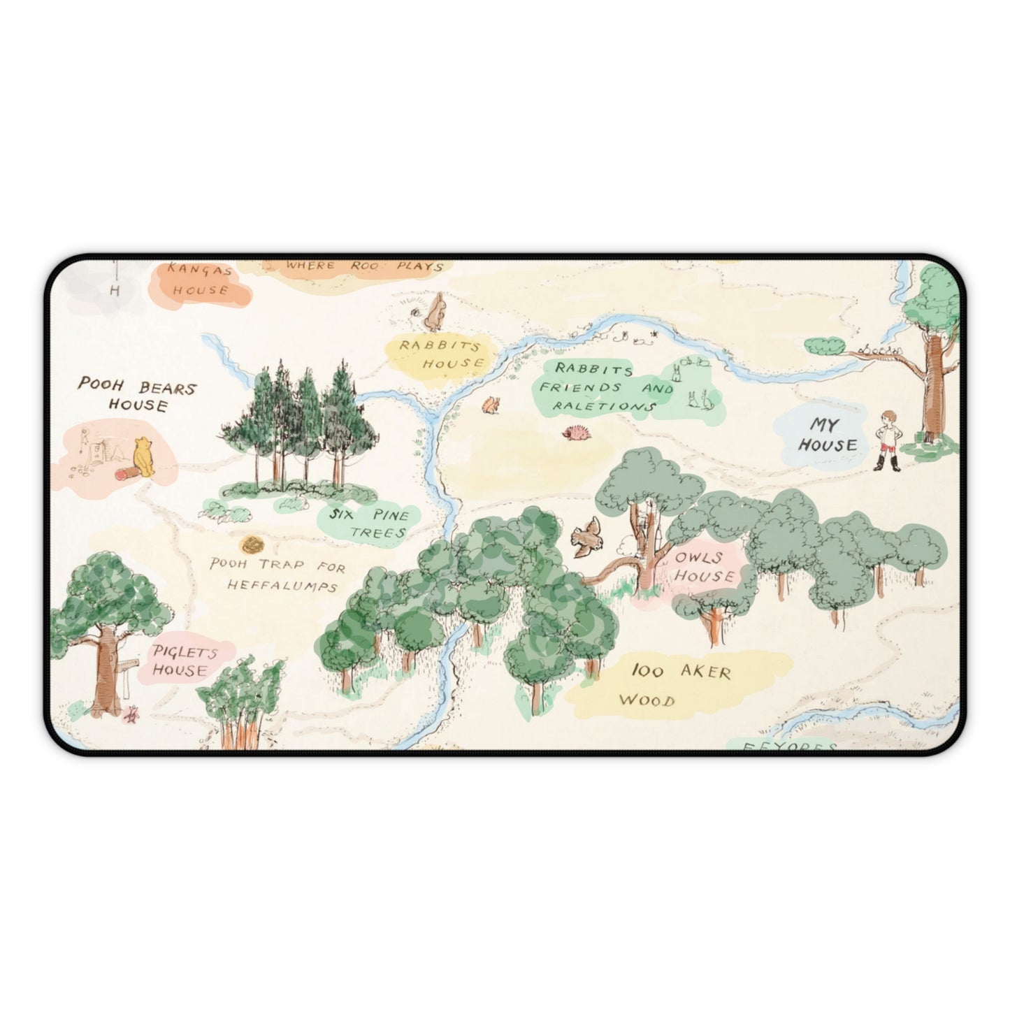 The 100 Aker Wood Map Computer Desk Mat