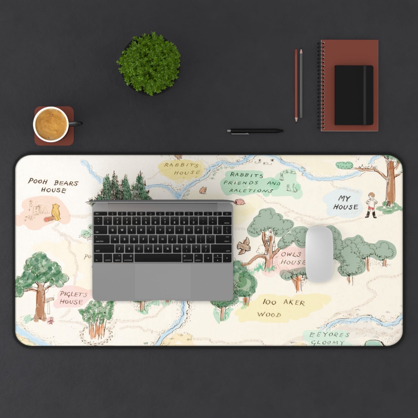 The 100 Aker Wood Map Computer Desk Mat