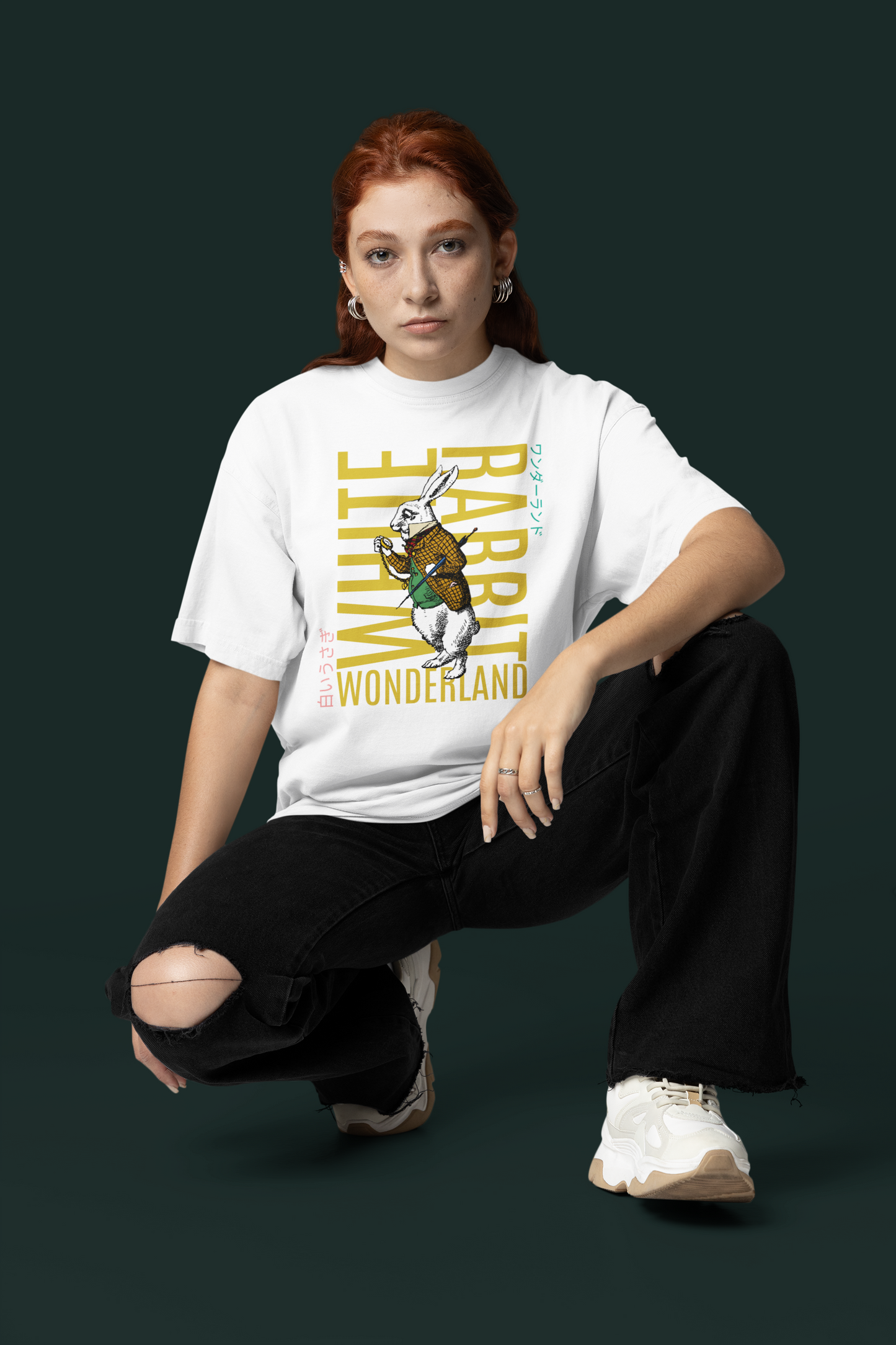 White Rabbit Wonderland Japanese Streetwear Adult Tee