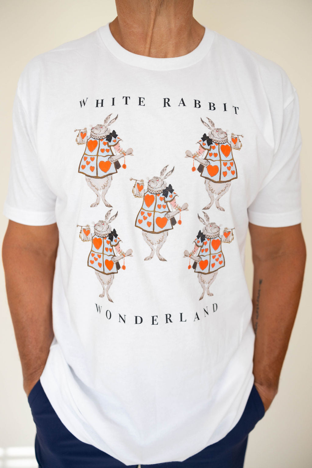 White Rabbit Wonderland Adult T-shirt